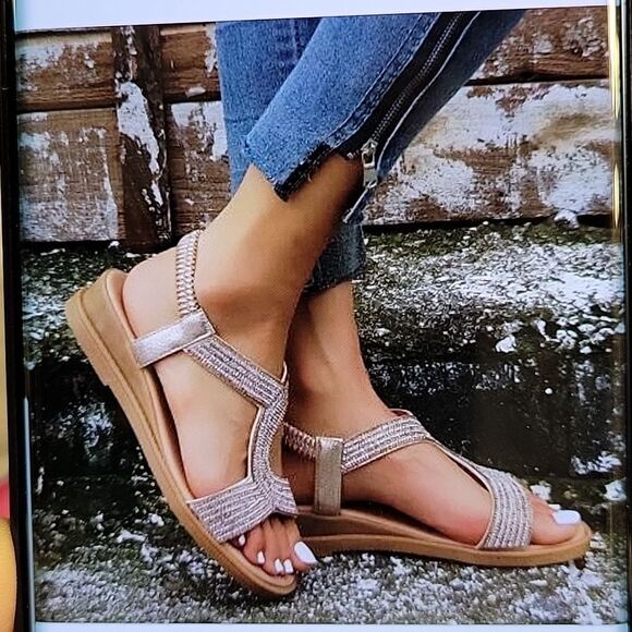 BRAND NEW ASHLEY BLUE  RHINESTONES EMBROIDERY ELASTIC BAND FISH MOUNT SANDAL - Picture 12 of 12